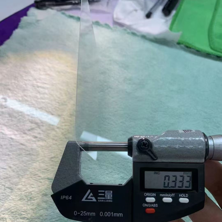 ultra thin quartz glass plate thickness test with digital micrometer